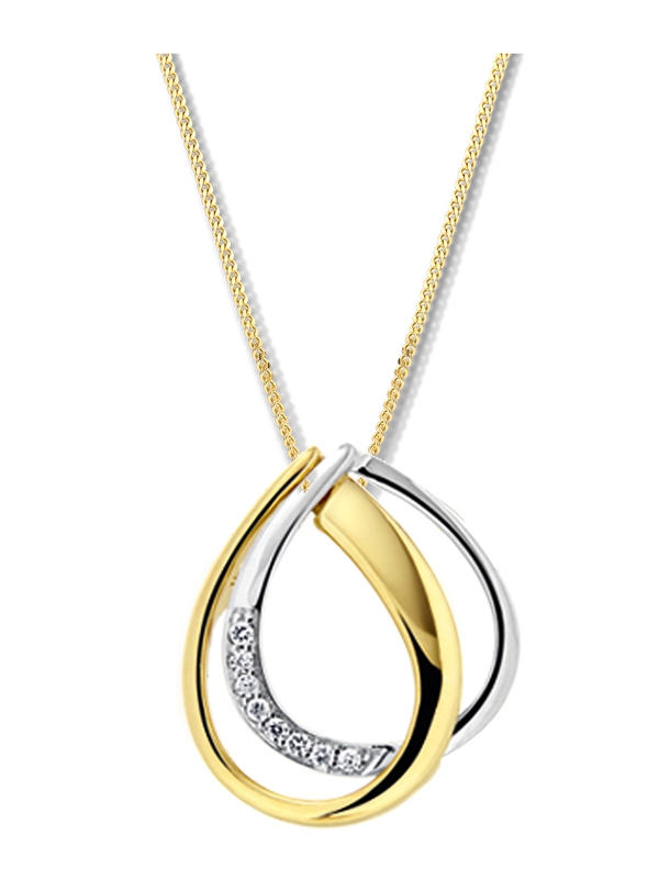 Treasure Collection TC-882194 14 karaat bicolor gouden hanger met 0,03 ct diamant