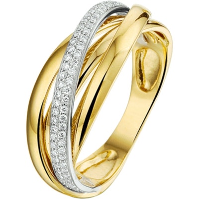 Treasure Collection THOJ1969 14k bicolor gouden ring met 0,22 ct diamant