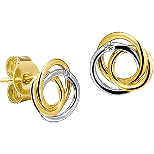 885963 14k bicolor gouden oorknopjes met 0,02 ct diamant