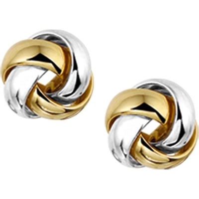 oorknoppen knoop 14K bicolor goud geelwit