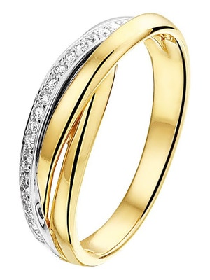 The House Of Jewels THOJ1897 14 karaat bicolor gouden ring met 0,13 ct diamant