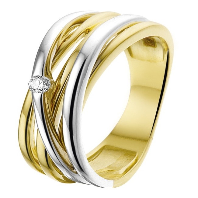 The House Of Jewels THOJ1599 14 karaat bicolor gouden damesring met 0,04 ct diamant