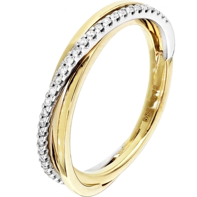 Treasure Collection THOJ1881 14k bicolor gouden ring met 0,12 ct diamant