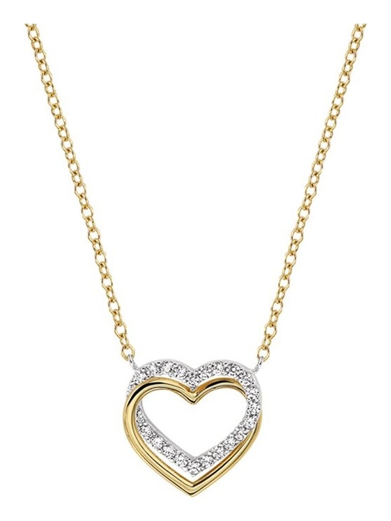 Treasure Collection TC-46454 14 karaat bicolor gouden collier met hanger en zirkonia 44 cm