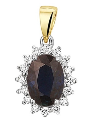 hanger saffier en diamant 011ct h si 14K bicolor goud geelwit