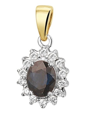 hanger saffier en diamant 010ct h si 14K bicolor goud geelwit