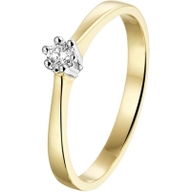 The House Of Jewels THOJ1678 14k bicolor gouden solitair ring met 0,10 ct diamant