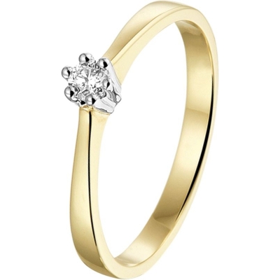 The House Of Jewels THOJ1678 14k bicolor gouden solitair ring met 0,10 ct diamant