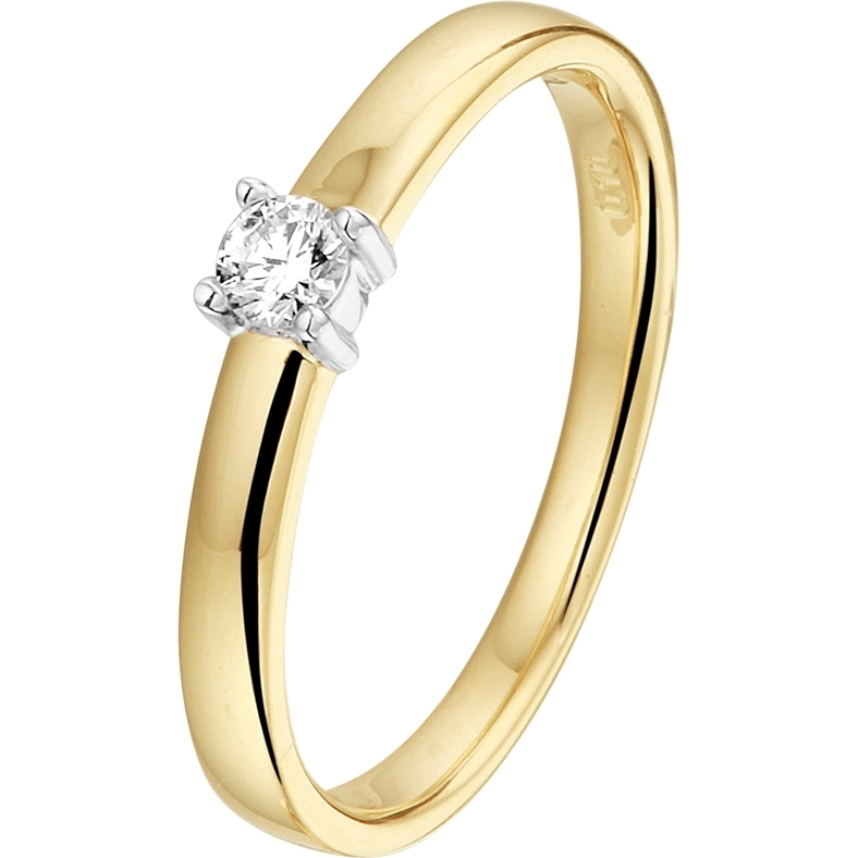THOJ1697 14k gouden solitair ring met 0,10 ct diamant