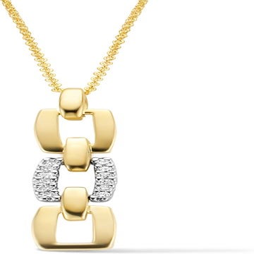 hanger schakel diamant 005ct h si 14K bicolor goud geelwit