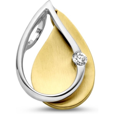hanger diamant 003ct h si 14K bicolor goud geelwit