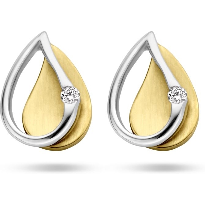 The House Of Jewels THOJ1458 14k bicolor gouden oorknopjes met 0,03 ct diamant