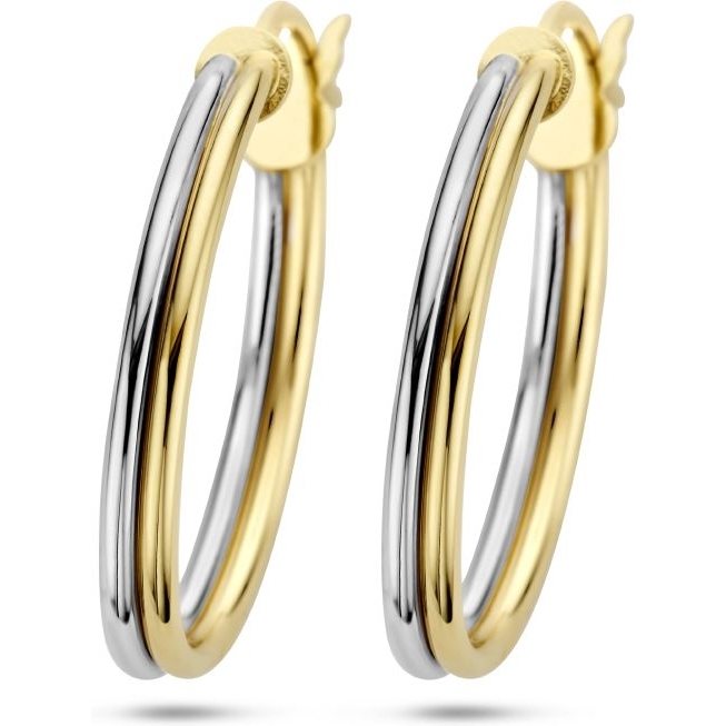 Treasure Collection 883421 14k bicolor gouden oorringen 25,5 mm
