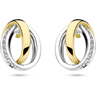 oorknoppen diamant 005ct 2x 0025ct h si 14K bicolor goud geelwit