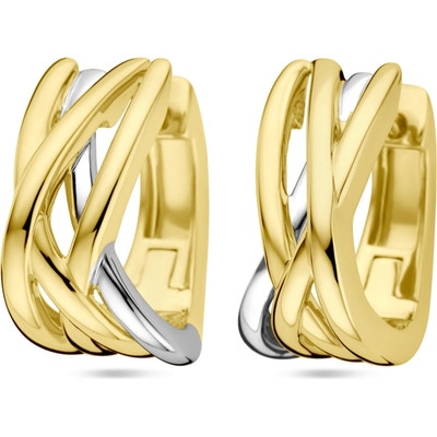 klapoorringen 14K bicolor goud geelwit