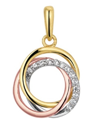 hanger tricolor zirkonia 14K tricolor goud