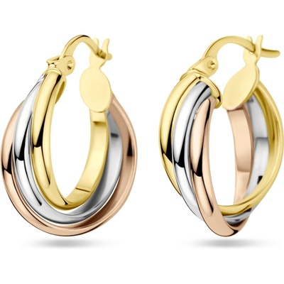 oorringen tricolor rond 225 mm 14K tricolor goud