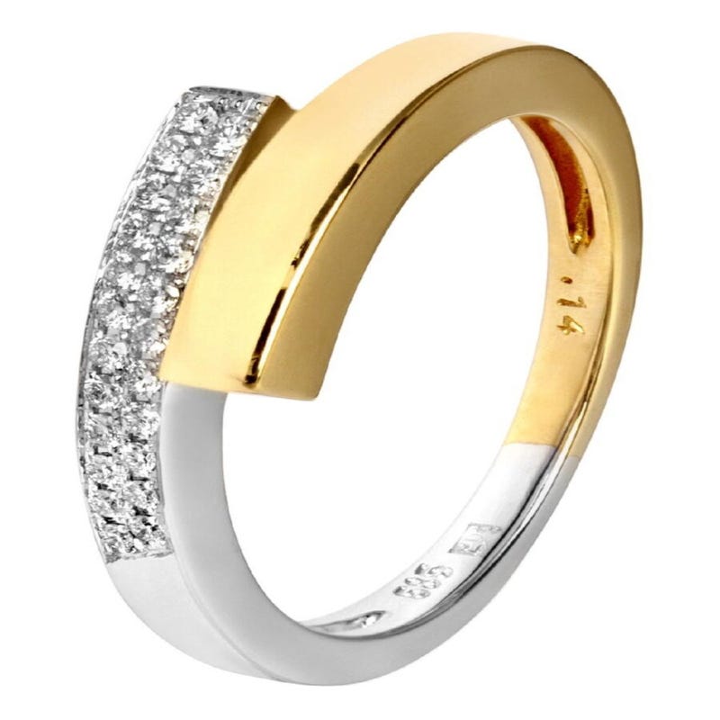 Treasure Collection TC-43529 14 karaat bicolor gouden ring met 0,14 ct diamant