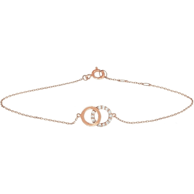 Treasure Collection 883945 14k roségouden armband met rondjes zirkonia