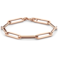 armband paperclip vierkante buis 60 mm 19 cm 14K rosgoud