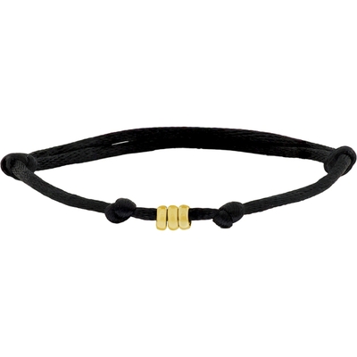 armband satijn kinder lengte 14K goud met rubbernylonleer