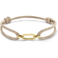 armband satijn beige 13 - 26 cm 14K goud met rubbernylonleer