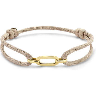 armband satijn beige 13 - 26 cm 14K goud met rubbernylonleer