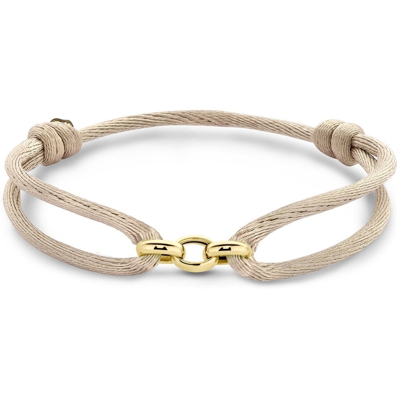 Treasure Collection 883953 Satijnkoord armband beige met 14k goud
