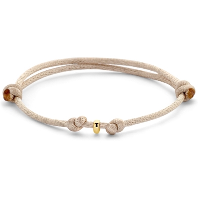 armband satijn beige 13 - 26 cm 14K goud met rubbernylonleer