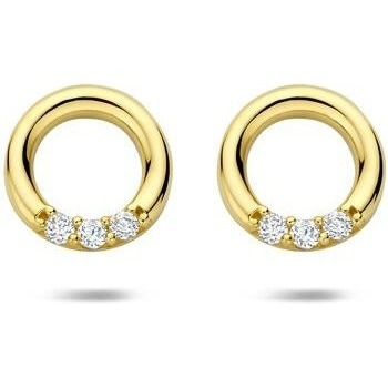 Treasure Collection TC-47838 14 karaat gouden oorknoppen rondje met zirkonia E254