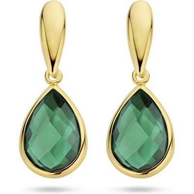 oorhangers groen agaat 14K geelgoud