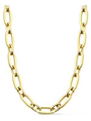 collier paperclip massief 55 mm 45 cm Silgold geel met zilverkern