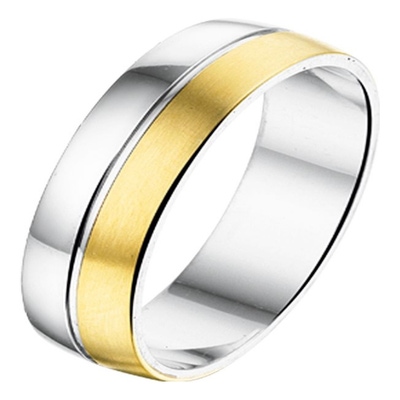 Treasure Collection AL760 Amorio zilver met 14 karaat goud trouwring 6 mm