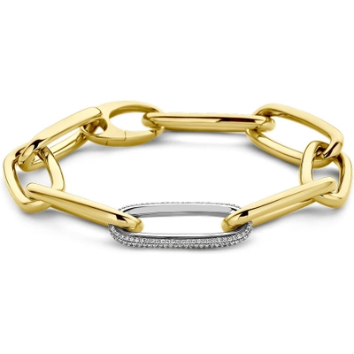 Treasure Collection THOJ3134 18k bicolor gouden schakelarmband met 0,76 ct diamant