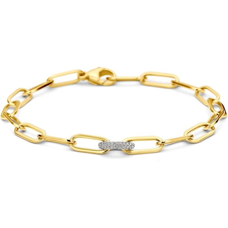 THOJ3843 18k gouden paperclip schakelarmband met 0,20 ct diamant