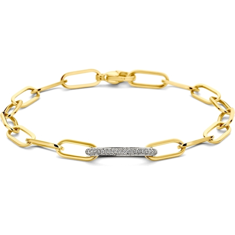 THOJ3842 18k gouden paperclip schakelarmband met 0,34 ct diamant