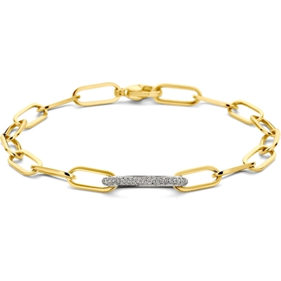 armband paperclip diamant 034ct g vsi vierkante buis 75 mm 18 cm 18K bicolor goud geelwit