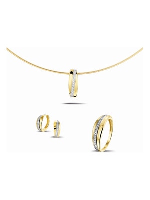 TC-44891set 14 karaat gouden sieradenset met zirkonia