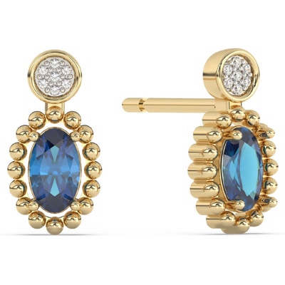 TC-58252 14 k gouden topaas oorknopjes met 0,02 ct diamant