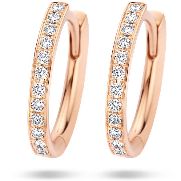 The House Of Jewels THOJ2091 14k roségouden klapcreolen met 0,14 ct diamant