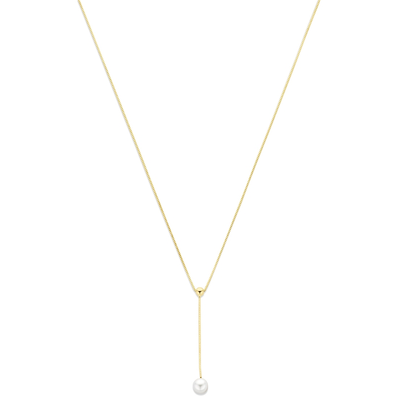 y-collier parel 42 - 45 cm 14K geelgoud