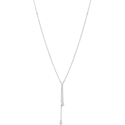 y-collier zirkonia 41  4 cm zilver gerhodineerd