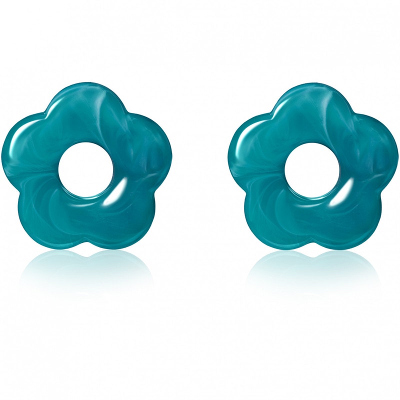 ZICH2720T Oorbedels turquoise bloem
