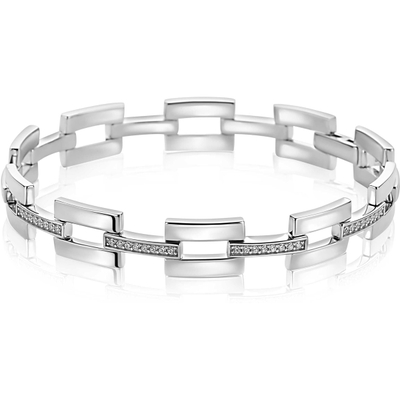 MVA27 Mart Visser zilveren schakel armband 9mm met zirkonia