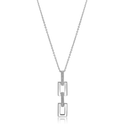MVC27  Mart Visser zilveren ketting met zirkonia hanger 45 cm