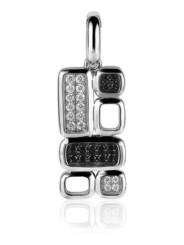 ZINZI MVH3Z Mart Visser zilveren hanger met zwarte zirkonia