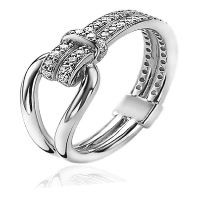 ZINZI MVR19 Zilveren ring geknoopt met zirkonia