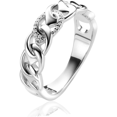 ZINZI MVR24S Mart Visser zilveren ring schakels met zirkonia