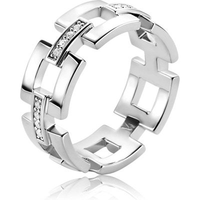 MVR27 Mart Visser zilveren schakel ring 8 mm met zirkonia