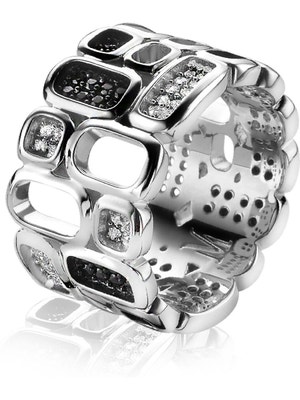 ZINZI MVR3Z Mart Visser zilveren ring met zwarte zirkonia 12,5 mm